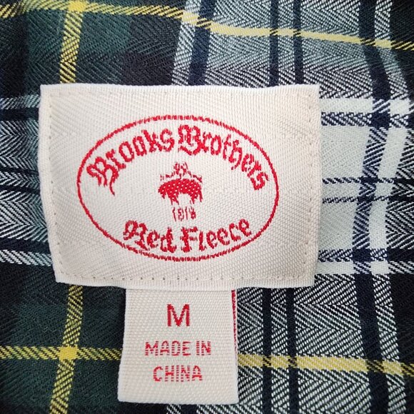 Brooks Brothers Plaid Flannel Button Down Shirt Mens M Green - Picture 3 of 7